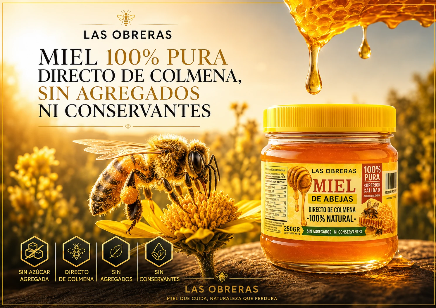 Las Obreras, miel 100% pura directo de colmena