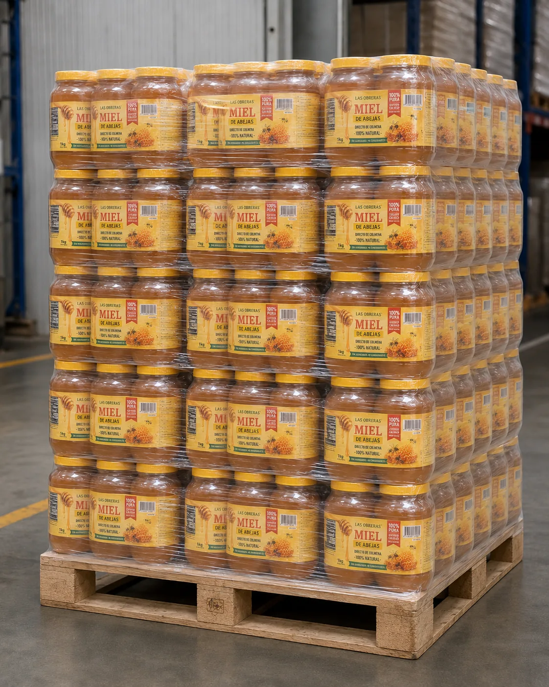 Pallet de miel Las Obreras en presentación de 1 kilo