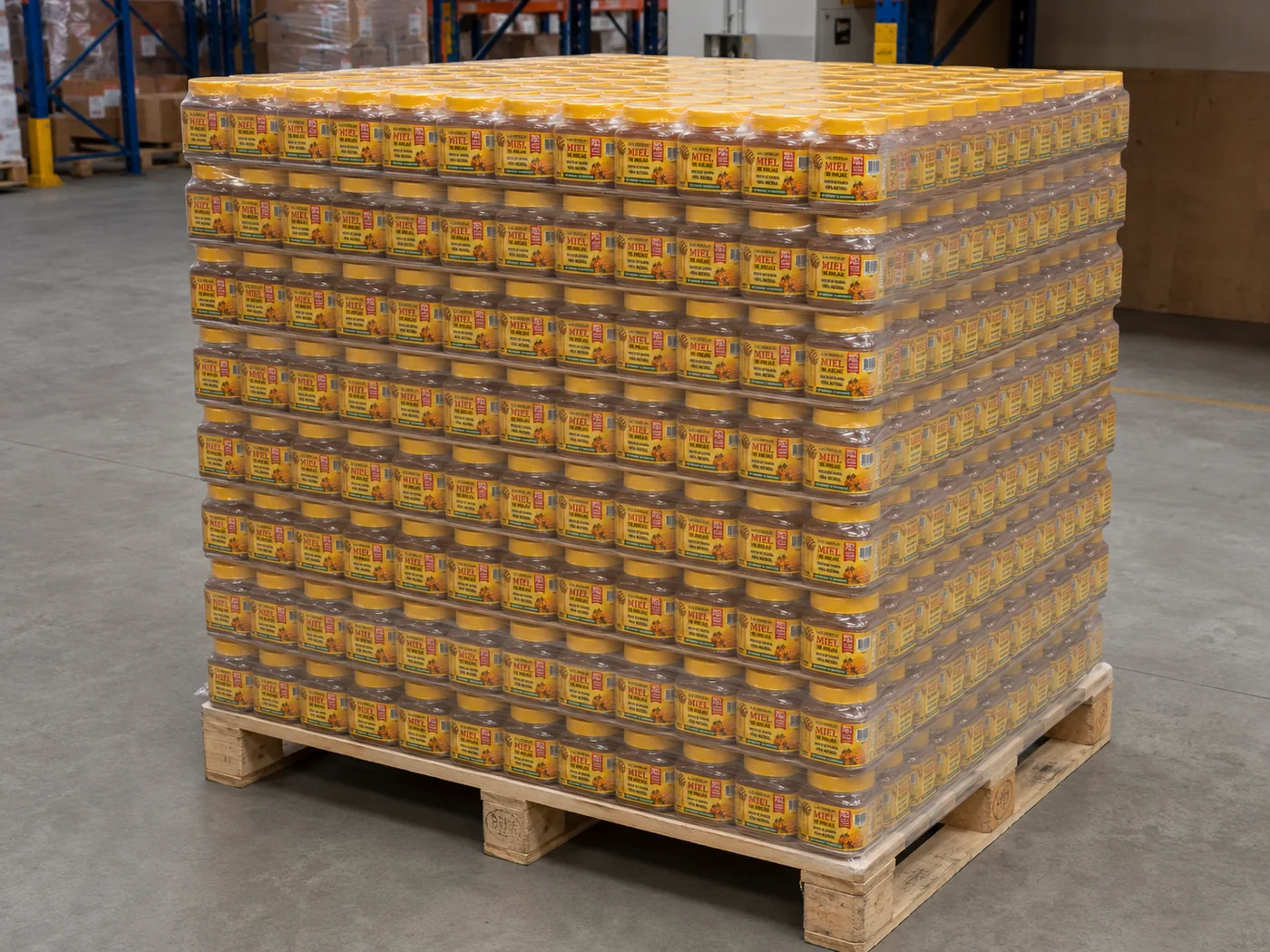 Pallet de miel Las Obreras en presentación de 250 gramos