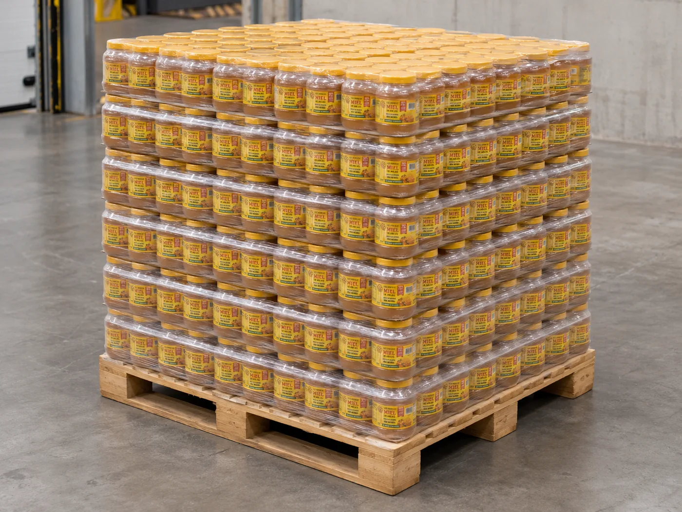Pallet de miel Las Obreras en presentación de 500 gramos